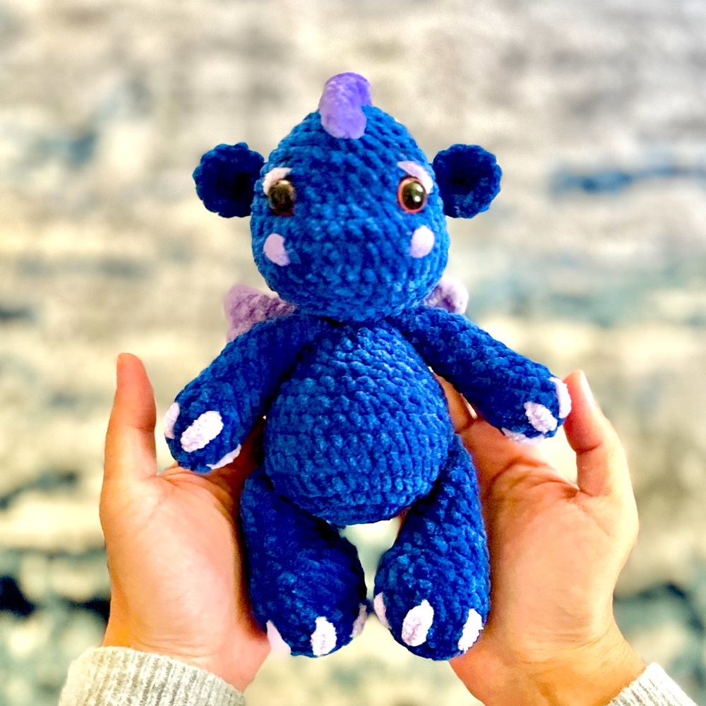 Crochet Dragon Soft Amigurumi Handmade Blue Purple Small